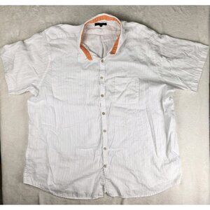 Britches Shirt Mens 5X Linen Cotton White Short Sleeve Button Up Hawaiian